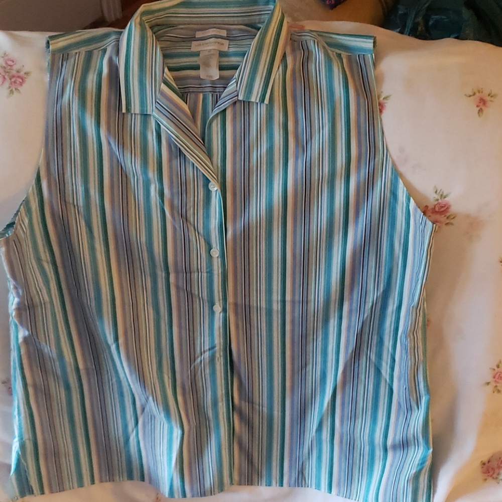 3 for $10 Sleeveless blouse in shades of blue